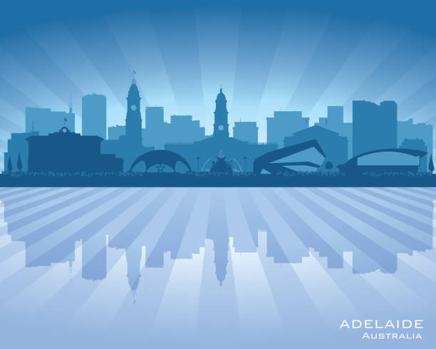 Adelaide Australia city skyline silhouette Adelaide Australia city skyline vector silhouette illustration adelaide skyline stock illustrations