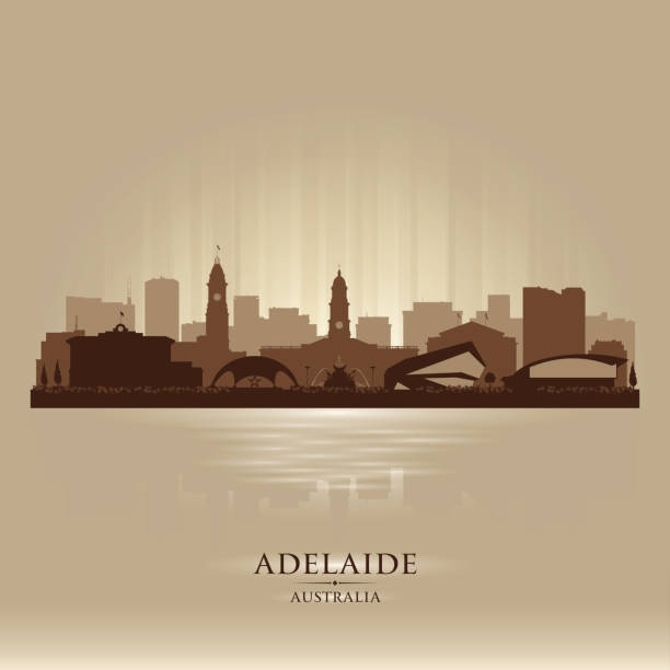 Adelaide Australia city skyline silhouette Adelaide Australia city skyline vector silhouette illustration adelaide skyline stock illustrations