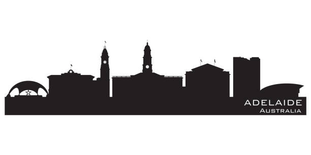 Adelaide Australia city skyline silhouette Adelaide Australia city skyline vector silhouette illustration adelaide skyline stock illustrations