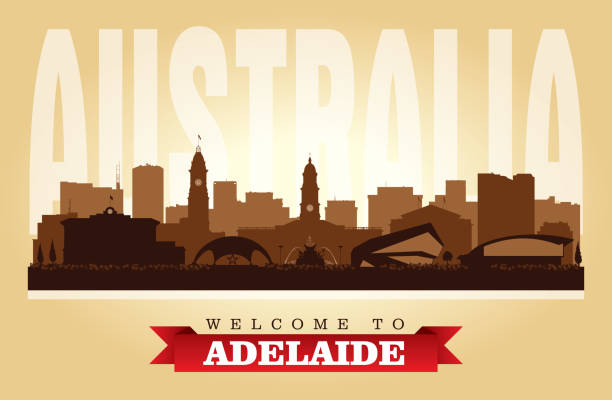 Adelaide Australia city skyline silhouette Adelaide Australia city skyline vector silhouette illustration adelaide skyline stock illustrations
