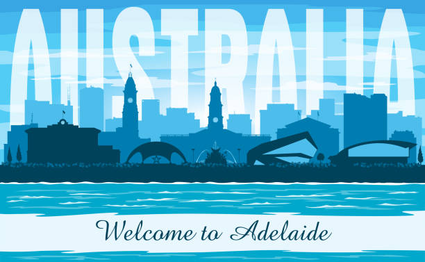 Adelaide Australia city skyline silhouette Adelaide Australia city skyline vector silhouette illustration adelaide skyline stock illustrations
