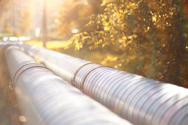 Industrial pipes on street construction