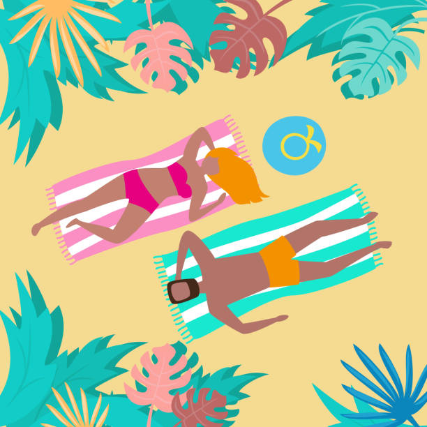 istock Summer landscape with tropical plants and tourists. 1162823229