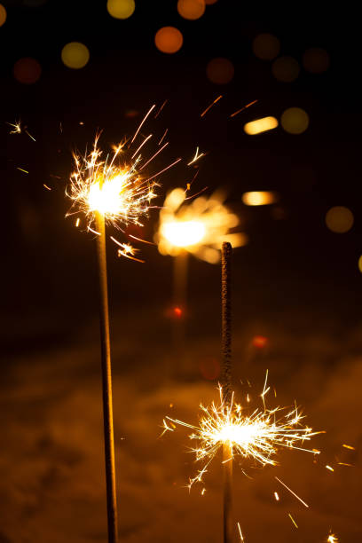 istock Burning Bengal New Year's fire on a black background 1162823317