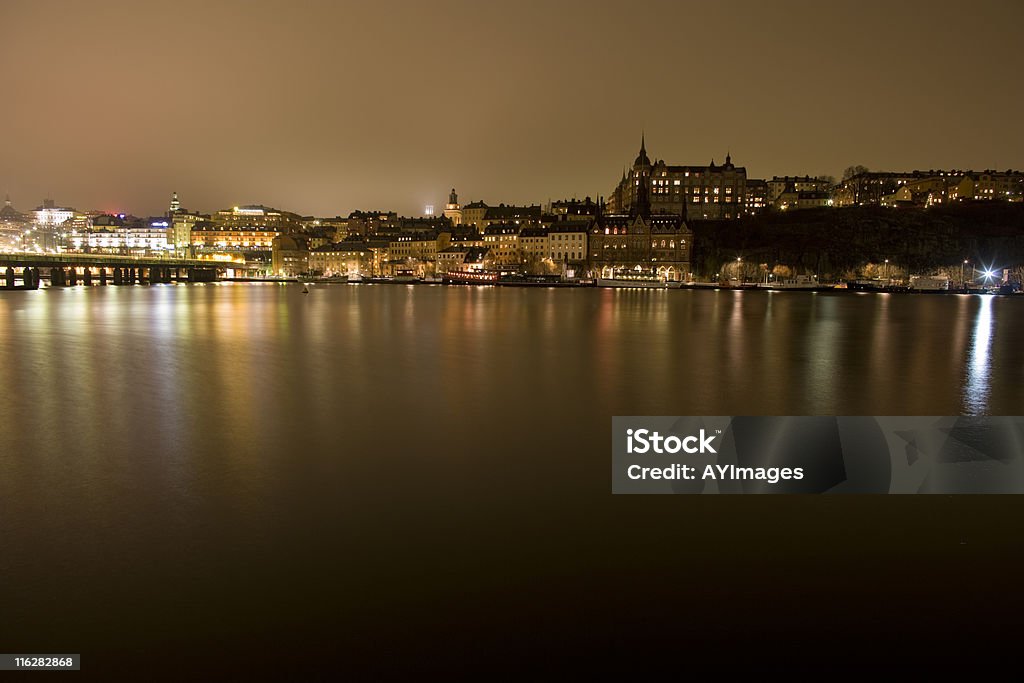 Stoccolma di notte - Foto stock royalty-free di Acqua