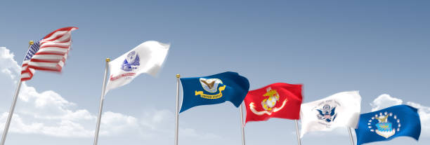 us armed forces flags - fuzileiro naval imagens e fotografias de stock