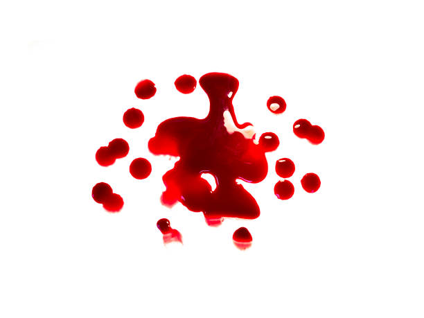istock Red blood isolated on white background 1162832100
