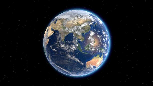 istock Flying over the earth's surface, Eurasia and Australia.  3D rendering . 1162834290