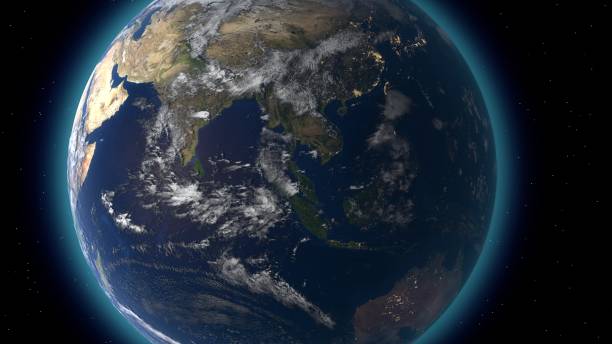 istock Flying over the earth's surface, Eurasia and Australia. 3D rendering. 1162834363
