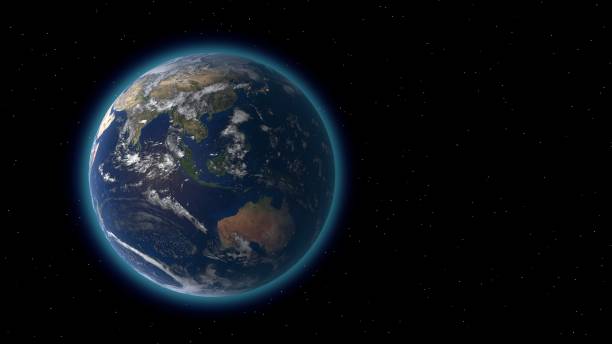 istock Flying over the earth's surface, Eurasia and Australia 3D rendering. 1162834371