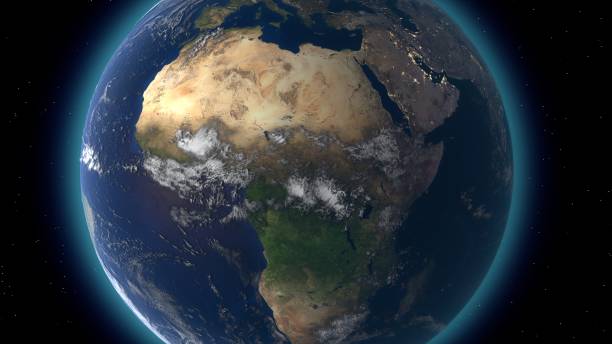 istock Flying over the earth's surface, Africa. 3D rendering. 1162834373