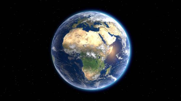 istock Flying over the earth's surface, Africa.  3D rendering. 1162834377
