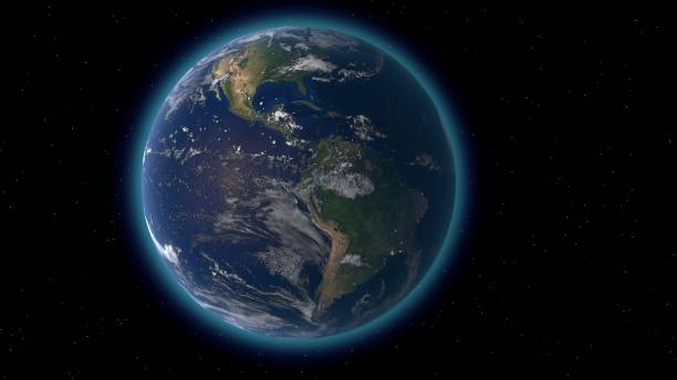 Flying over the earth's surface, America.  3D rendering.