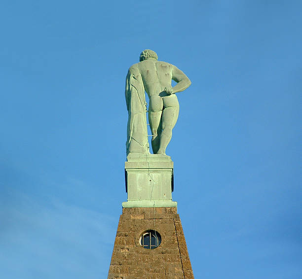 Hercules in Kassel - bronze statue from behind stock photo