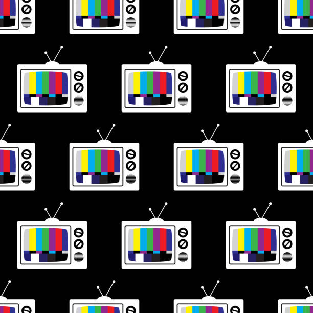 カラーバーテレビアイコンパターン - black background video点のイラスト素材／クリップアート素材／マンガ素材／アイコン素材