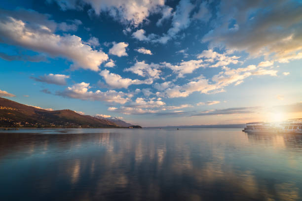 Sunset over stunningly beautiful Lake Ohrid, Republic of Macedonia