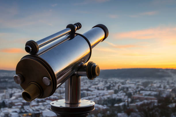 istock Monocular telescope at sunset over Marburg, Germany 1162841330