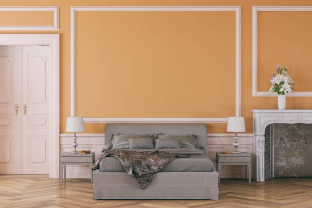 istock Glamour bedroom with decoration and fireplace 1162841376