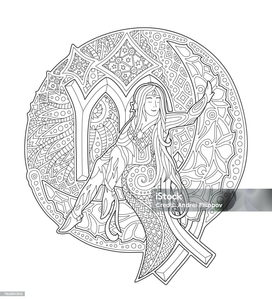 Cô Gái Trên Mặt Trăng Và Cung Hoàng Đạo Xử Nữ Hình minh họa Sẵn có ...