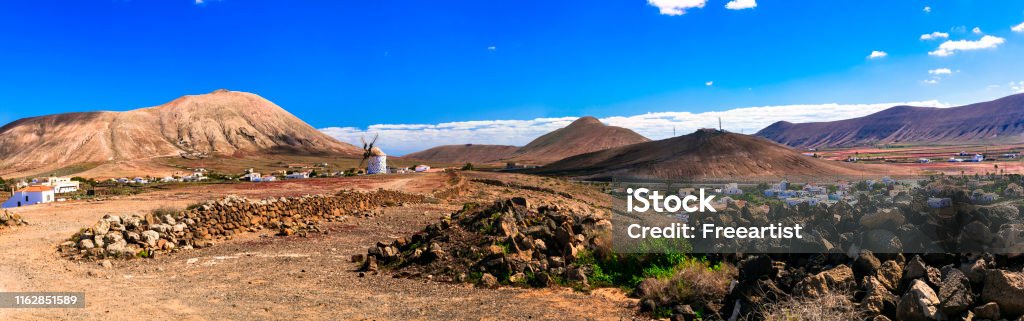 Magic desrted landscapes of volcanic Fuerteventura island, Canary islands of Spain natural beauty of volcanic Fuerteventura island Adulation Stock Photo