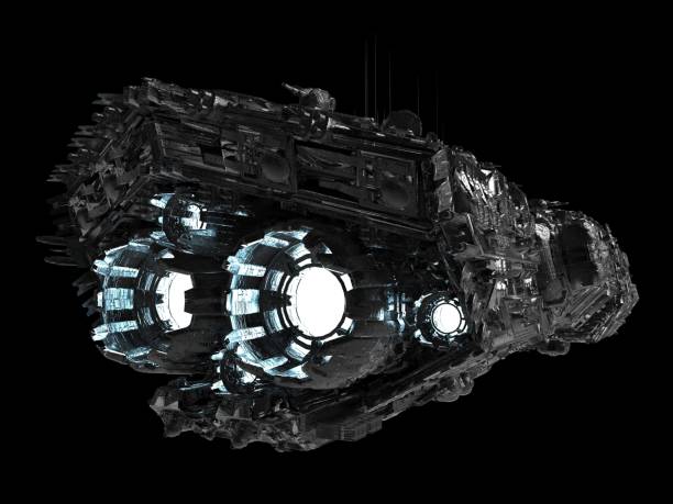 istock Spaceship isolated on a black background 3d illustration 1162857579
