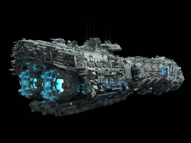 istock Spaceship isolated on a black background 3d illustration 1162857580