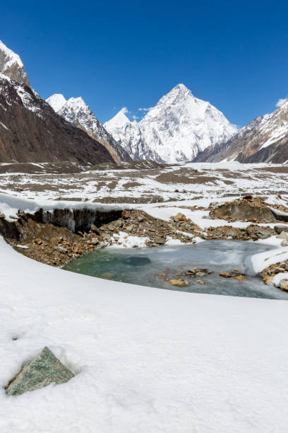 K2 mountain peak, K2 trekking, Pakistan, Asia K2 mountain peak, second highest mountain in the world, K2 trek, Pakistan, Asia k2 mountain panorama stock pictures, royalty-free photos & images