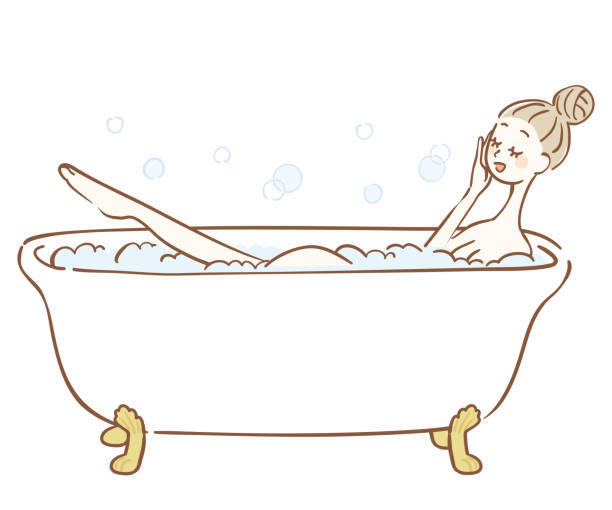 Illustration Of A Woman Taking A Bubble Bath Stock Illustration - Download  Image Now - Women, Bubble Bath, Beauty - iStock