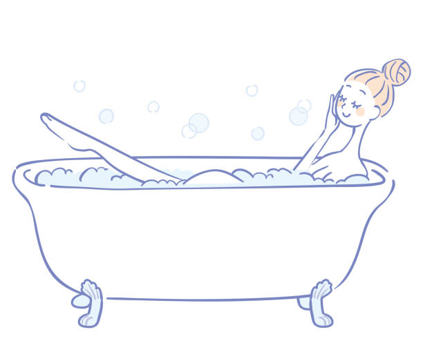 泡風呂に入る女性のイラスト - bathtub点のイラスト素材／クリップアート素材／マンガ素材／アイコン素材