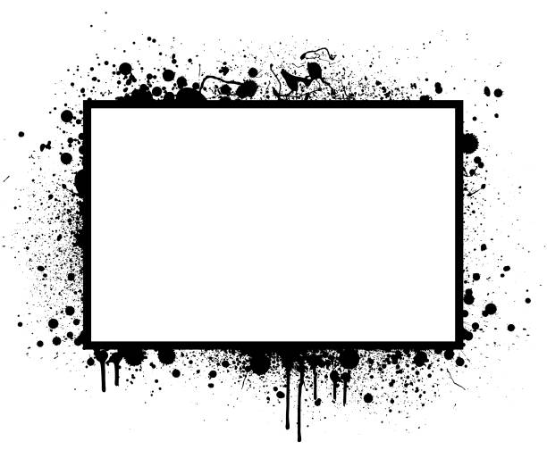 ilustraciones, imágenes clip art, dibujos animados e iconos de stock de marco de grunge negro - spray paint splat