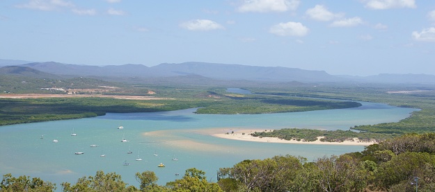 Views of Cooktown and the Endeavour river from the cooktown lighthouse lookout, cape york, queensland, australia