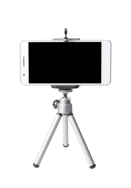 istock Mobile Phone isolated on tripod in white background 1162881415