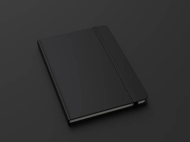 ブランディングとモックアップのための弾性バンドクロージャ付きのブランクノートブック、3dレンダリングイラストレーション。 - leather folder ストックフォトと画像