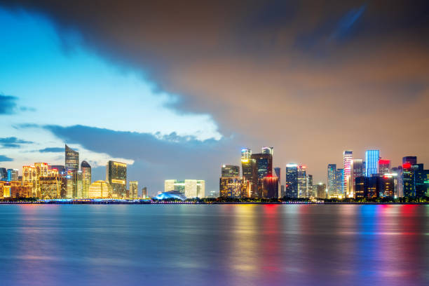 Modern City Skyline in Qiantang River New Town, Hangzhou, China
