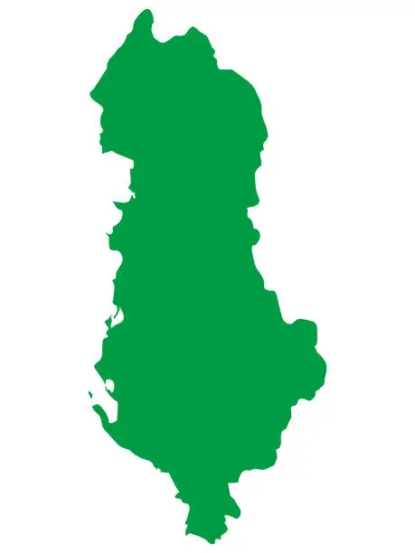 Vector illustration of Green Map of European Country of Albania