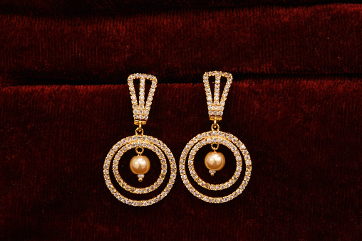 Fancy Designer Golden earrings pair for woman fashion