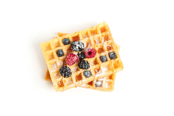 istock Waffles with caramel topping isolated on white background 1162905354