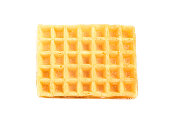 istock Sweet Belgian waffle isolated on white background 1162905391