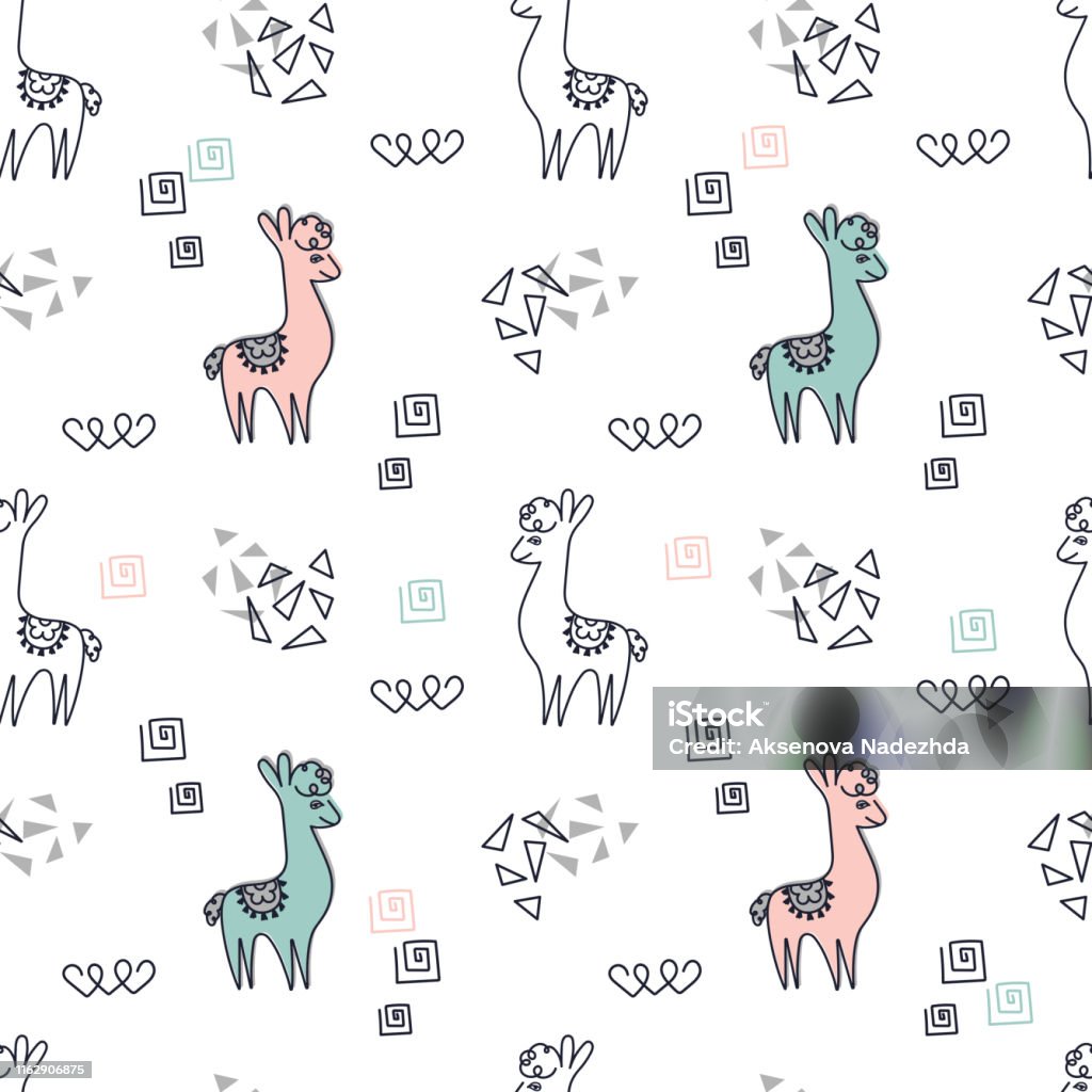Seamless Background Cute Pink And Blue Llamas Or Alpacas On A White  Background Vector Illustration For Fabric Textile Wallpaper Stock  Illustration - Download Image Now - iStock