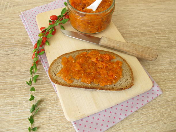 istock Goji berry jam on a bread slice for breakfast 1162911732