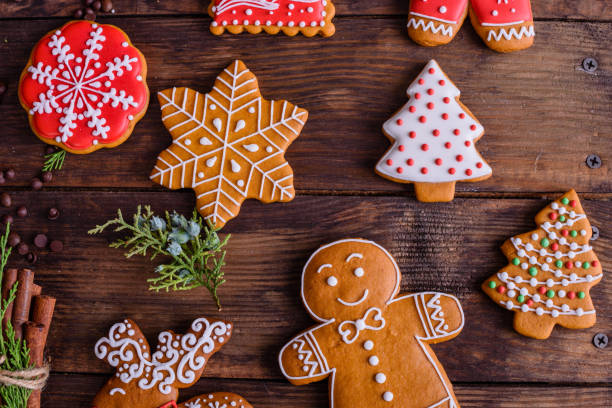 istock Christmas homemade gingerbread cookies on a dark background 1162912979