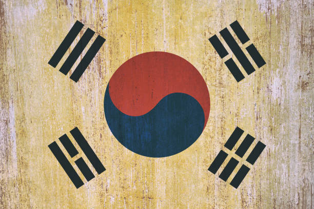 South Korea flag background in vintage style