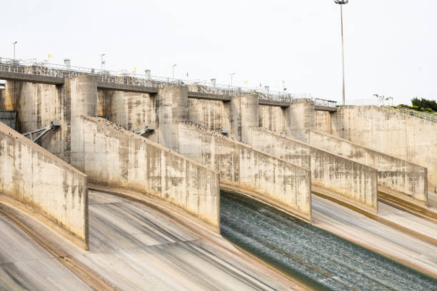 istock Dam with less water due to drought. 1162914012