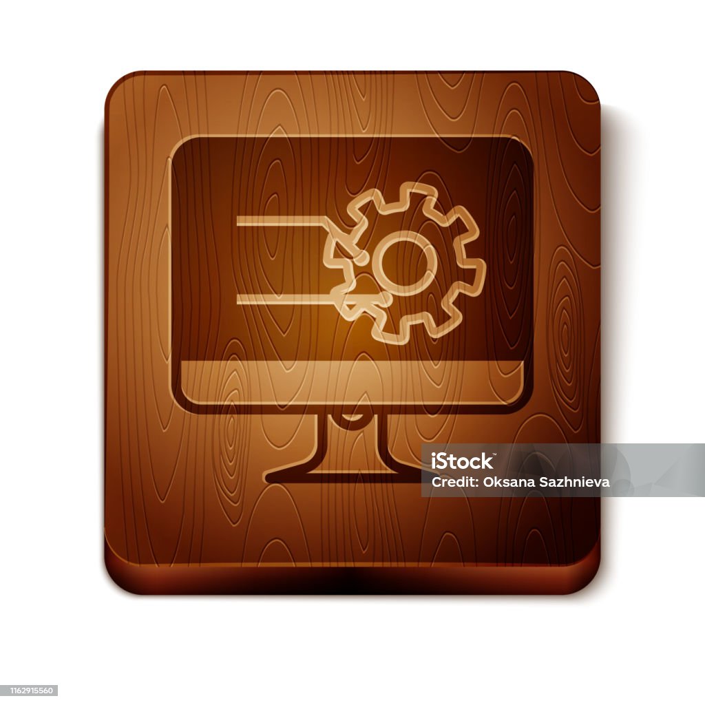 Brauner Computer Brauner Computermonitor Mit Diagrammsymbol Auf Weißem Hintergrund ...