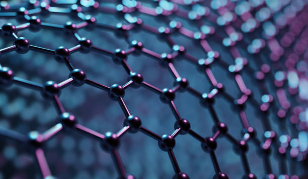 struktura sześciokątnego nanomateriału. koncepcja nanotechnologii. abstrakcyjne tło. renderowana ilustracja 3d. - nanotechnologia zdjęcia i obrazy z banku zdjęć