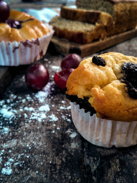 istock Banana cake and cupcake with chocochips toping 1162922633