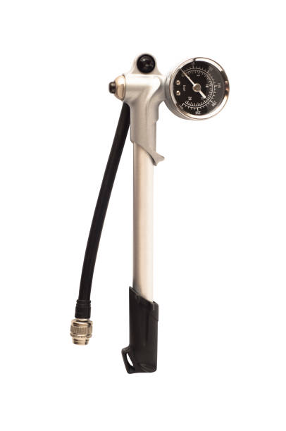 istock Bicycle air pump with pressure gauge isolated 1162926857