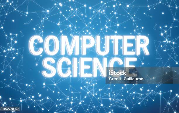 Computer Science On Digital Interface And Blue Network Background Stock ...