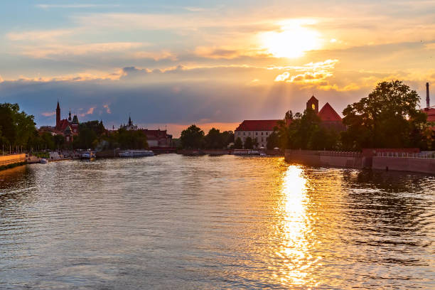 istock Wroclaw, Poland sunset panorama Or river 1162930589