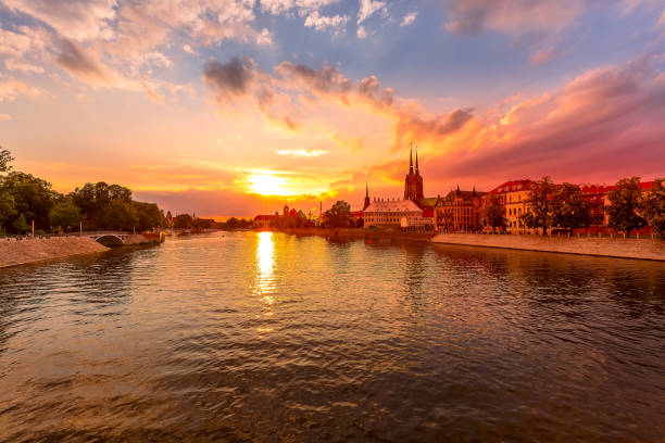 istock Wroclaw, Poland sunset panorama Or river 1162930702